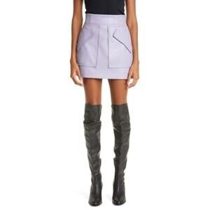 ANKVAS Periwinkle Cherry Faux Leather Mini Skirt Y2K Statement size XS